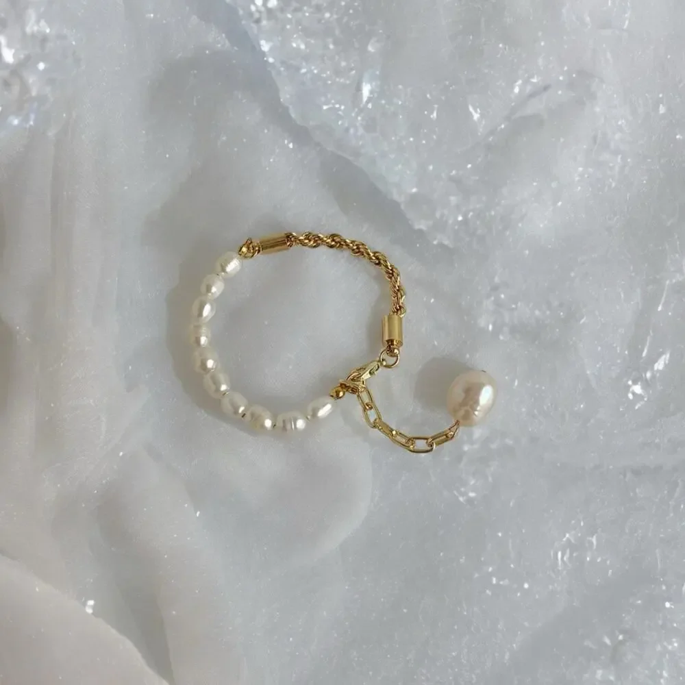 NEW baroque pearl twist chain bracelet jewelry B22A